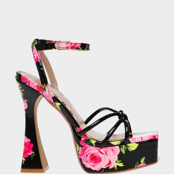 Betsey Johnson Tiky Platform Heel Sandals Floral - Picture 5 of 9